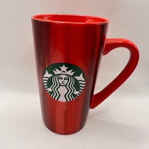 Starbucks 2022 Red Ombre Swirl Ceramic Coffee Mug 16oz Siren Logo Tall Tapered